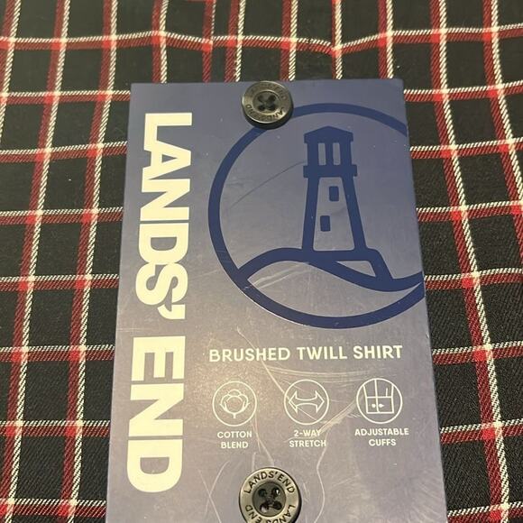 Lands' End Men's Brushed Twill Button-Down Shirt in Red Size XL - Picture 5 of 5